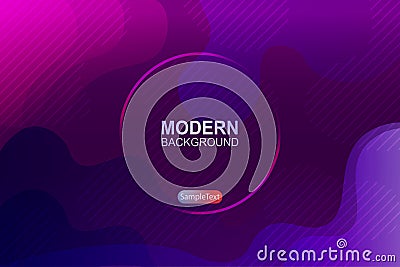 Violet background with gradient, abstract oval shapes, thin light oblique lines Vector Illustration