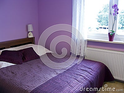 Violet bedroom Stock Photo