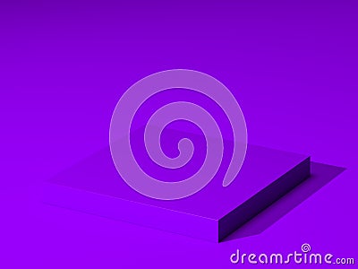 Violet Blank Foursquare Showcase with Empty Space on Violet Background. 3d rendering. Minimalism Concept. Copy Space Stock Photo