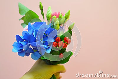 Small beautiful bouquet of flowers for the little girl Stock Photo