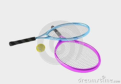 Violet and blue tennis rackets Cartoon Illustration