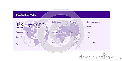 Violet boarding pass Vector Illustration