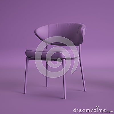 Violet chair on violet background.Minimal concept Cartoon Illustration