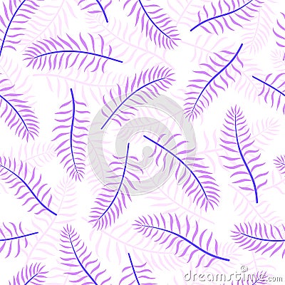 Violet coconut tropical palm leaves Vector Illustration