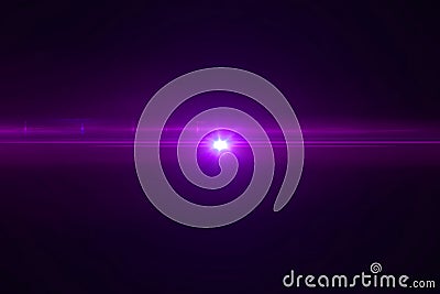 Violet color bright lens flare pulse flashes leak for transitions on black background,movie titles Stock Photo
