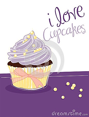 Violet cupcake Stock Photo