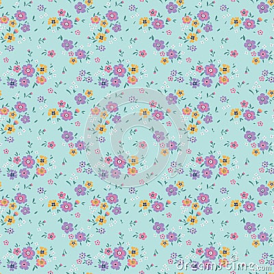 Violet Cute Ditsy Floral Seamless Pattern Vector Vector Illustration