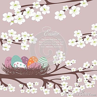 Violet Easter card Vector Illustration