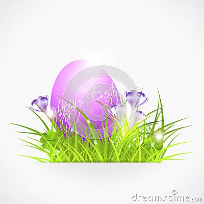 Violet easter egg in grass Vector Illustration