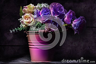 Violet floral still life Stock Photo