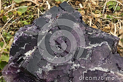 Violet fluorite, macro detail, texture background. semi-precious gemstone Stock Photo