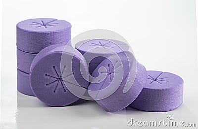 Violet foam cloning collars for hidroponics and aeroponics Stock Photo