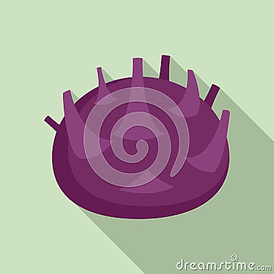 Violet fresh cabbage icon, flat style Vector Illustration