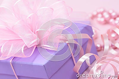 Violet gift box Stock Photo