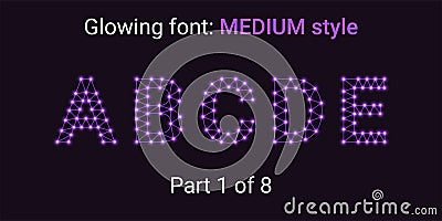 Violet Glowing font in the Outline style Vector Illustration