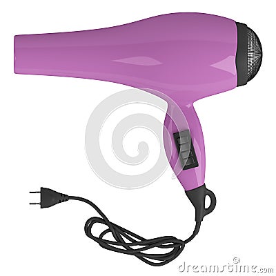 Violet hair dryer Stock Photo