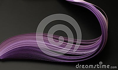 Violet lilac color strip wave paper. Abstract texture black background Stock Photo