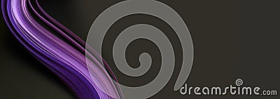 Violet lilac color strip wave paper. Abstract texture long horizontal black background Stock Photo