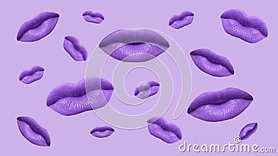 Violet lipstick on a glamorous sensual lips. Illustration International kissing day background. Stock Photo