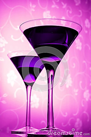 Violet martini glass Stock Photo