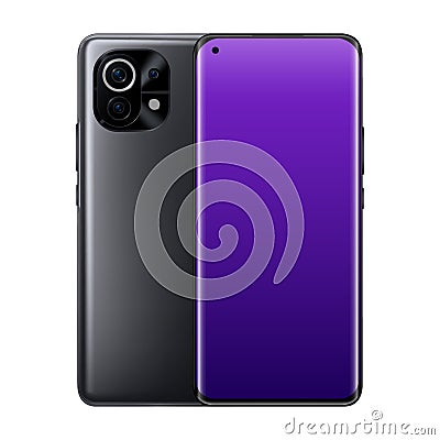 Violet Mi Smartphone. Isolated Model Mockup Vector Illustration