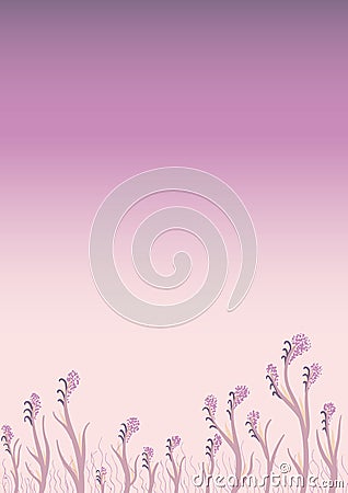 Violet modern trendy background with florals and flowers in purple color. Abstract illustration Cartoon Illustration