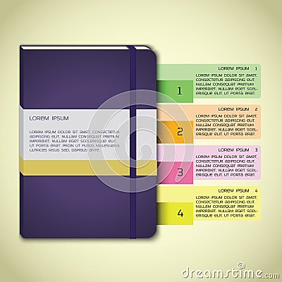 Violet notebook infographics Vector Illustration