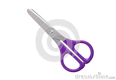 Violet plastic handle closed scissors Stock Photo