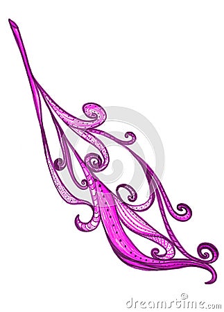 Violet purple feather abstract ornament Cartoon Illustration