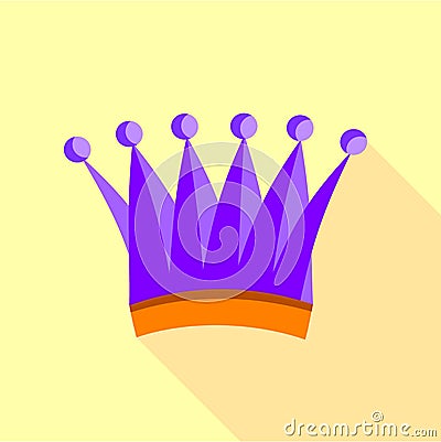 Violet queen crown icon, flat style Vector Illustration