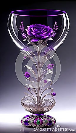 violet rose in a glass Stock Photo