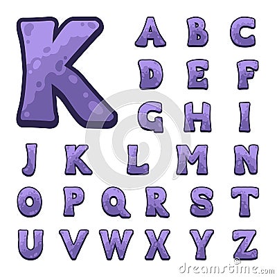 Violet stone game alphabet Vector Illustration