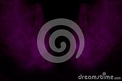 Violet thick clouds of cigarette vapor on a dark background Stock Photo