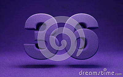 Violet velvet number 36. Indigo color font character Stock Photo