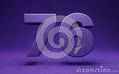 Violet velvet number 76. Indigo color font character Stock Photo