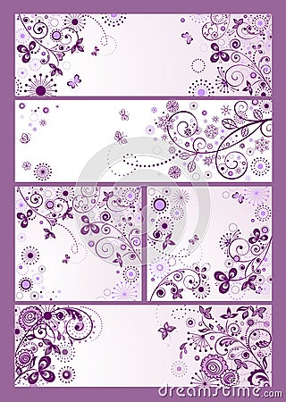 Violet vintage cards Vector Illustration