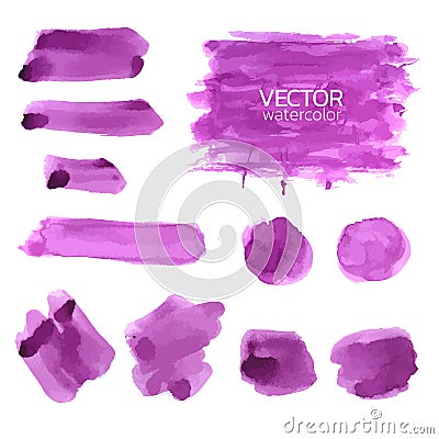 Violet watercolor brush strokes. Vector brush stroke Vector Illustration