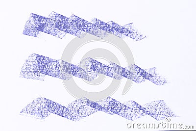 Violet wax drawing isolated on white background. Stock Photo