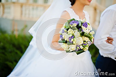 Violet wedding bouquet Stock Photo