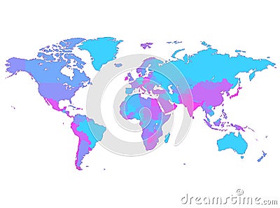 Violet World map with countries Vector Illustration