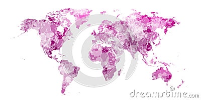 Violet world map with stains Stock Photo