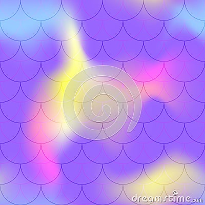 Violet yellow mermaid scale background. Northern light iridescent background. Fish scale pattern. Stock Photo