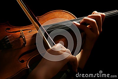 Violin on black Stock Photo