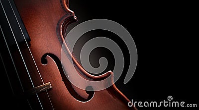 Violin body in the dark with isolated black background Stock Photo