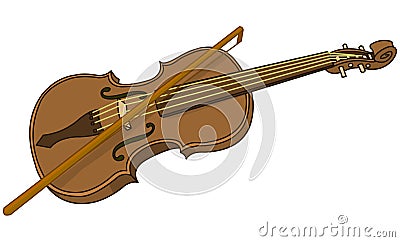 Violin and Bow Vector Illustration