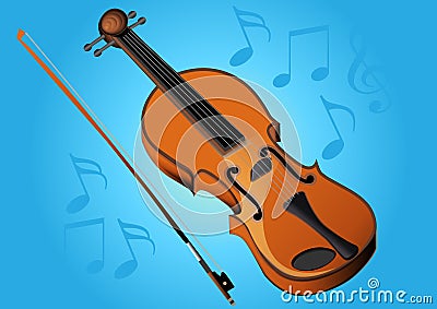 Violin bow and music Vector Illustration