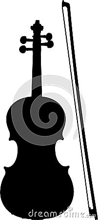 Violin and Bow Silhouette Vector Illustration