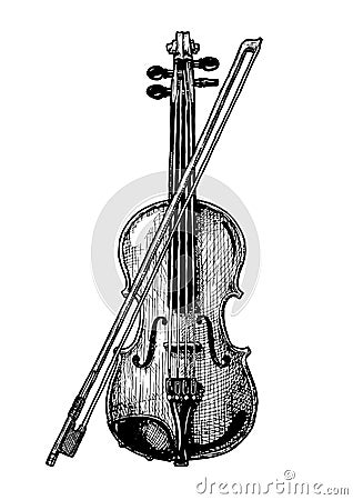 Violin with bow Vector Illustration