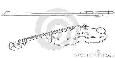 Violin and bow Vector Illustration