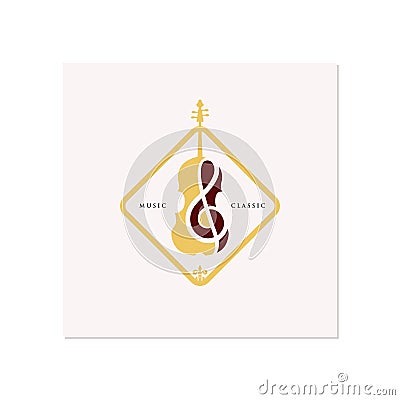 Violin / Cello logo design inspiration , classic and luxury logo designs Vector Illustration